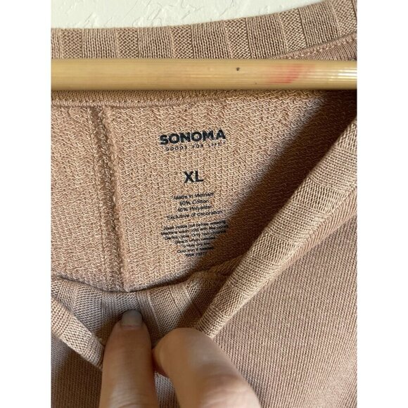 New! Sonoma Tan Brown Pullover Sweatshirt Size XL MSRP $36 Crew Neck Oversized R - Picture 5 of 7